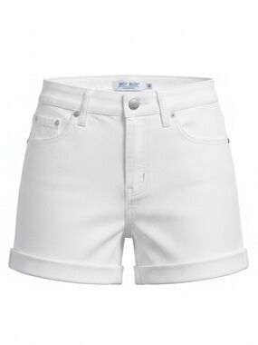 Judy Blue White Denim Shorts Size 32 Frayed Cuff Mid Rise Stretch